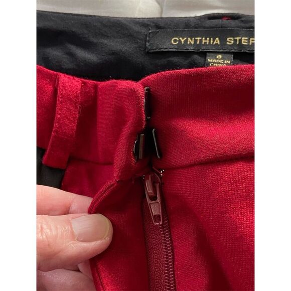 Cynthia Steffe Red Straight Pants with Black Accents Midrise Size 8 - Picture 6 of 13